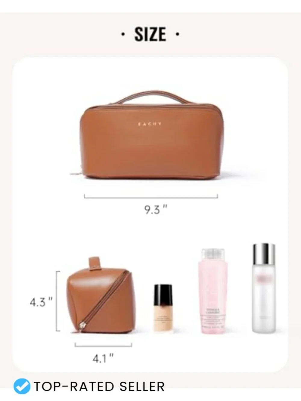 Large Capacity Travel Makeup Bag, Waterproof PU Leather Cosmetic Case